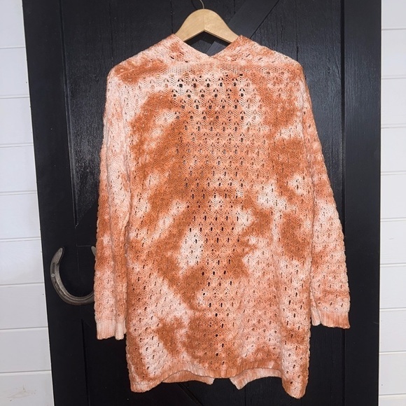 Peach Love Super Soft Tie-dye Chunky Knit Open Front Oversized Boho Cardigan S - Picture 7 of 12